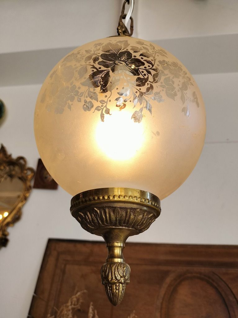 TOSHIBA アンティーク シャンデリア ガラスシェード/2灯×3セット 1灯×3