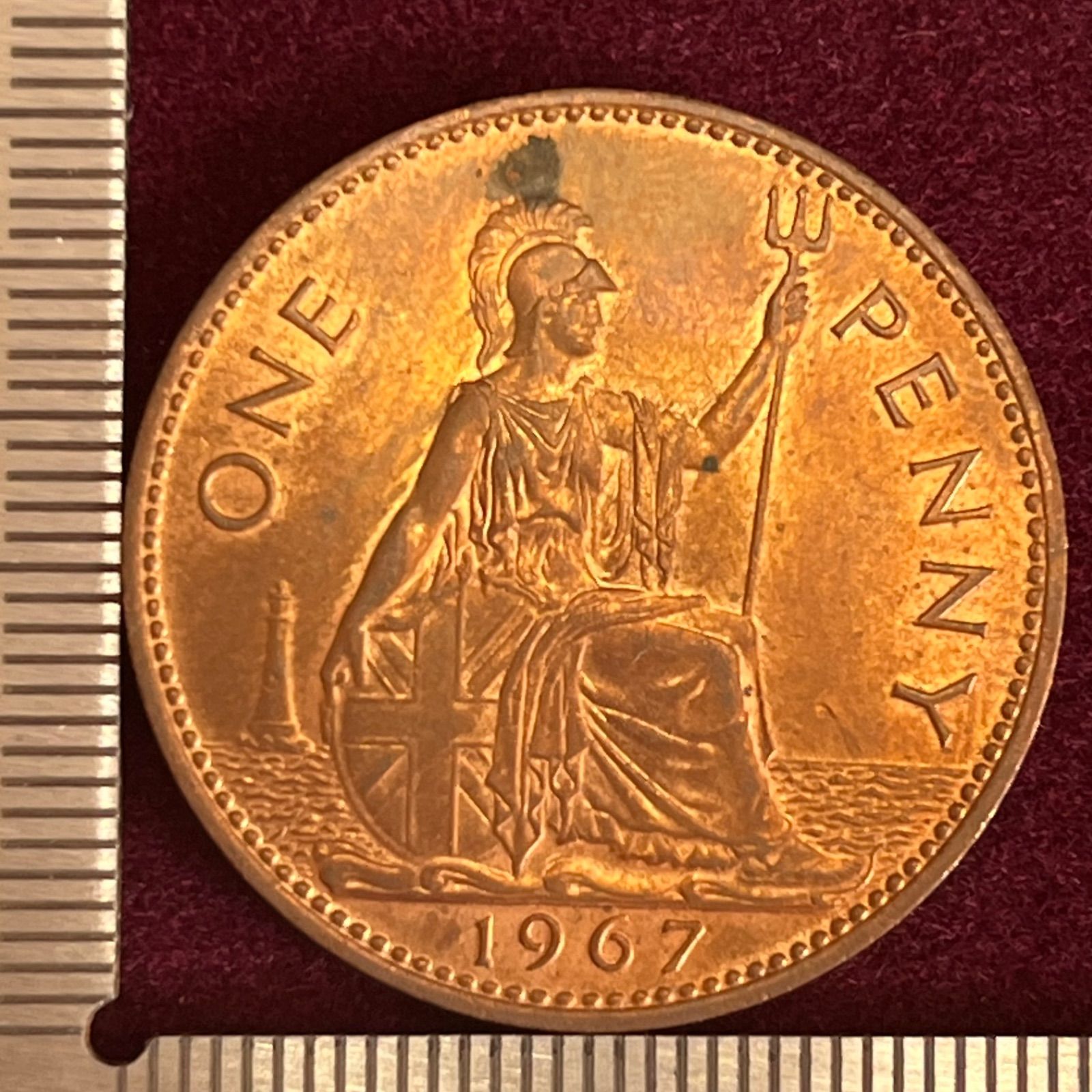 銅貨】1967年 イギリス エリザベス2世 ワンペニー（One Penny