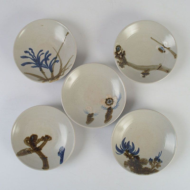 京焼 清水焼 清水七兵衛造 青華染付 山水花鳥文 盃 F