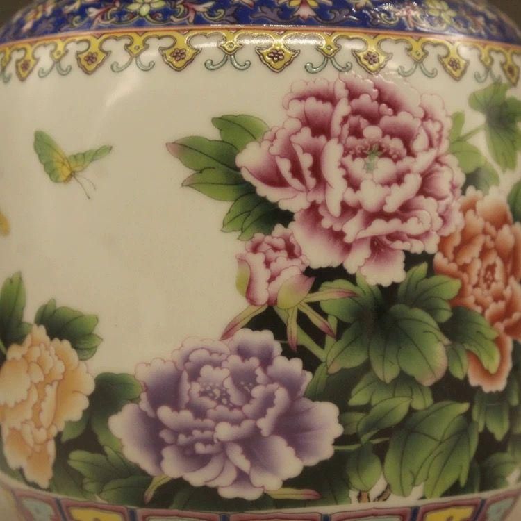 清乾隆粉彩花鳥紋蓋缶 販売 景徳鎮 陶磁器 装飾品 現代工芸品 美術品 置物