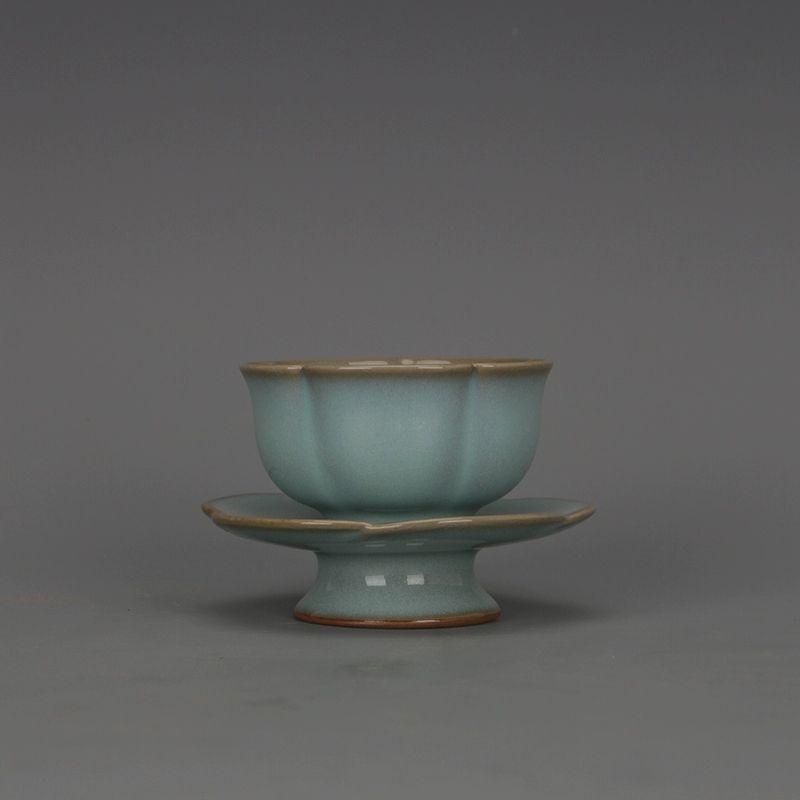 宋汝窯手製青釉支釘双龍尊瓶 景徳鎮 陶磁器 装飾品 現代工芸品 美術品