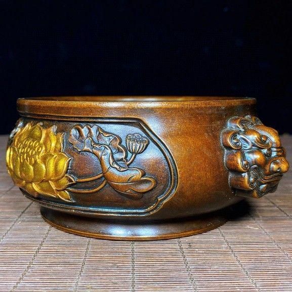 蓮の花炉 銅細工 茶道具 香道具 装飾品 工芸品 公式 美術品 置物 蓮の