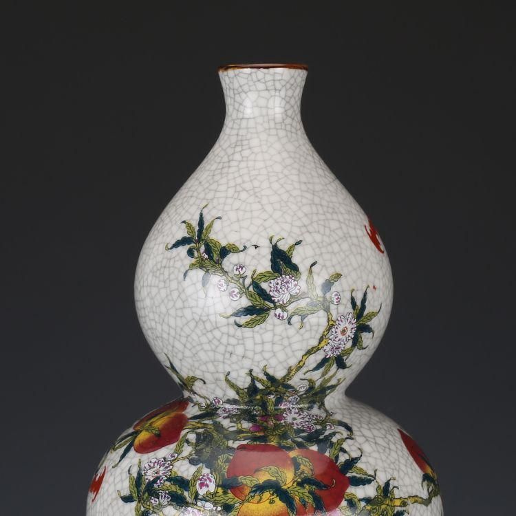 九桃ひょうたん瓶一対 景徳鎮 陶磁器 装飾品 現代工芸品 美術品 置物