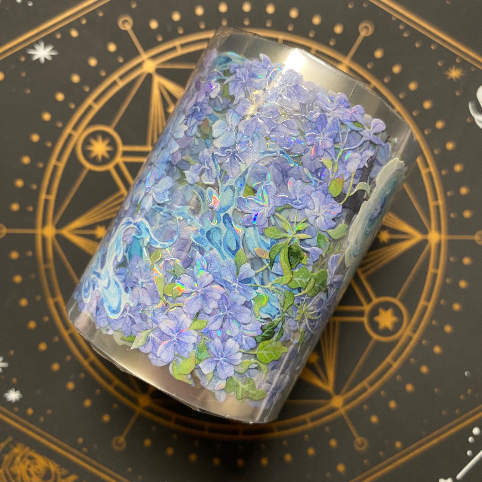 8788】海外 マステ 5m巻売り 貝殻光カッティング ハス バラ チューリブ