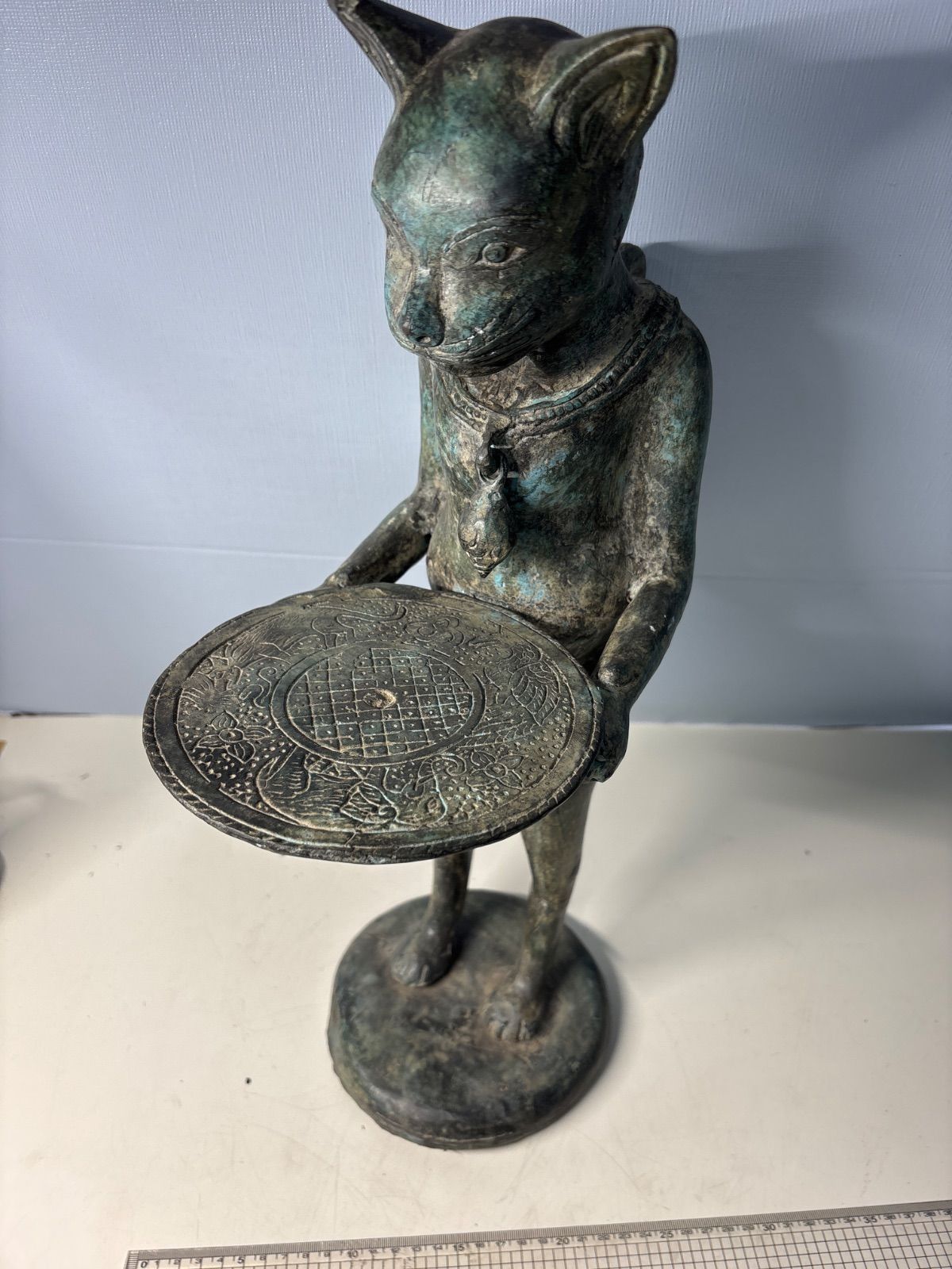 稀少品 オブジェ 皿持ち猫 販売 バリネコ 猫 バリ猫 ブロンズ像 皿持ち猫