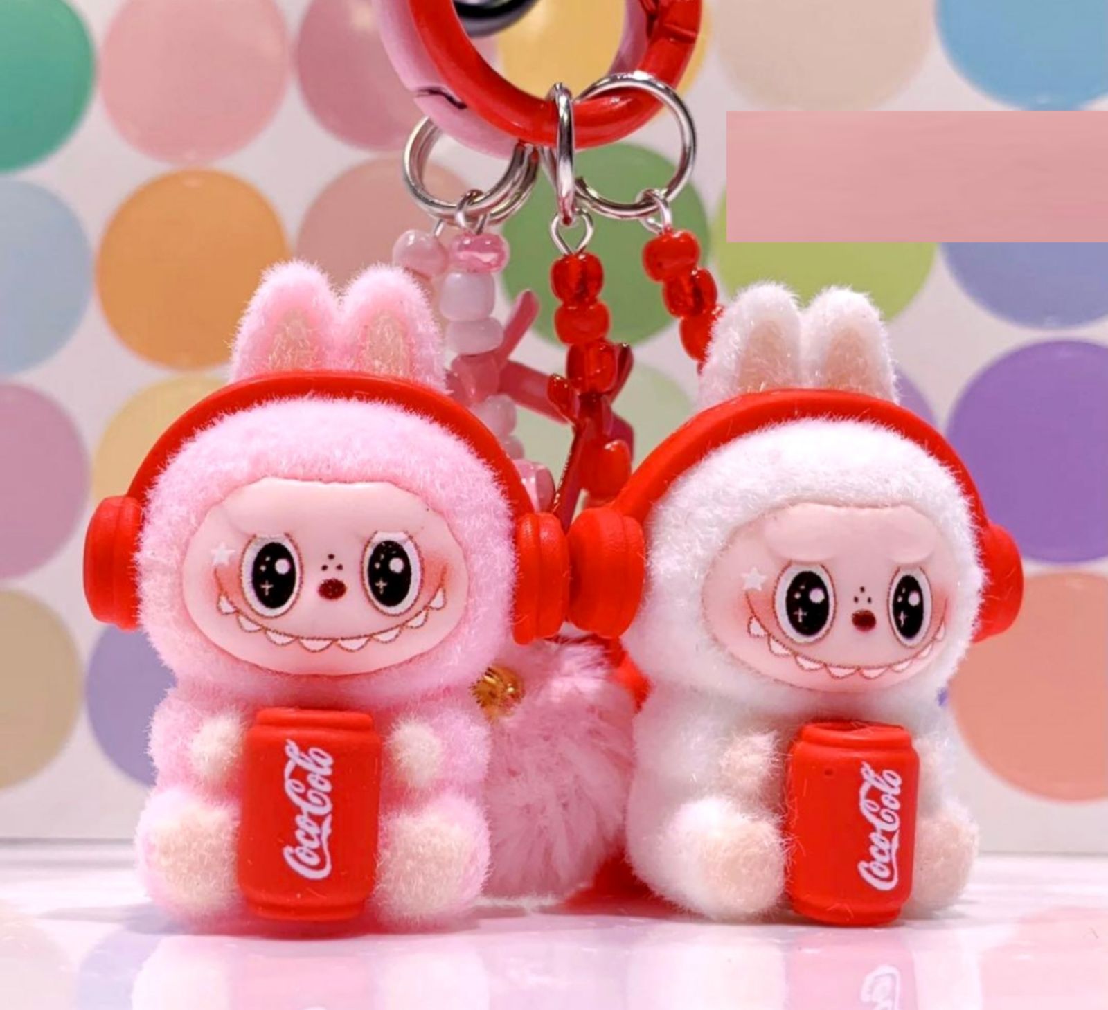 ラブブ ぬいぐるみキーホルダー 5点セット コーラ モコモコポンポン