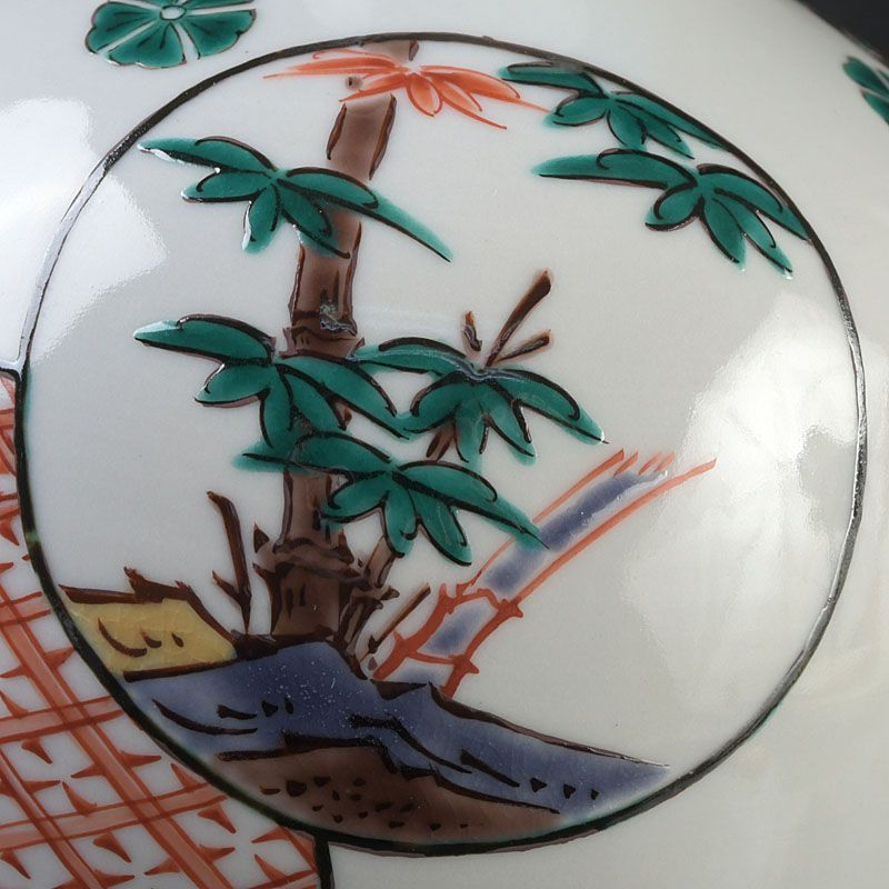 九谷焼 三ツ井為吉作 色絵 松竹梅文 小壷 共箱 C 5343 九谷焼 三ツ井為