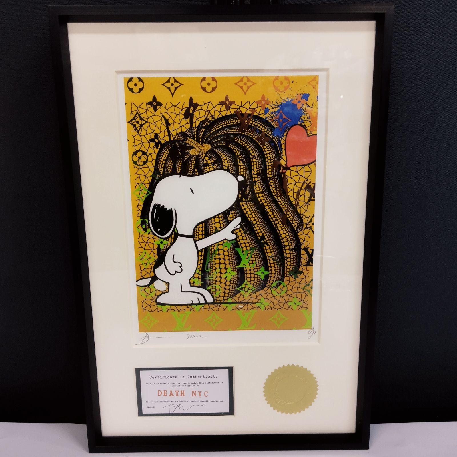 death 額付き DEATH NYC 限定100枚 スヌーピー ヴィトン LV シルク