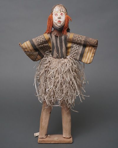 19世紀・コートジボワール「木彫・少年像」アフリカ・民族人形・コロン