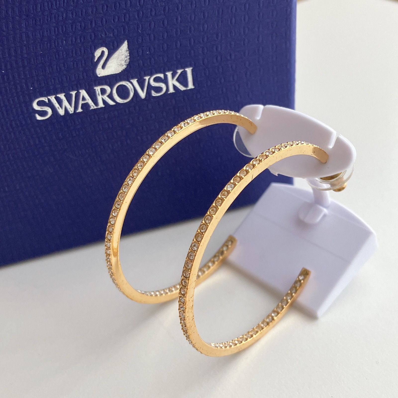 箱付き】SWAROVSKI 販売済み スワロフスキー フープピアス ゴールド