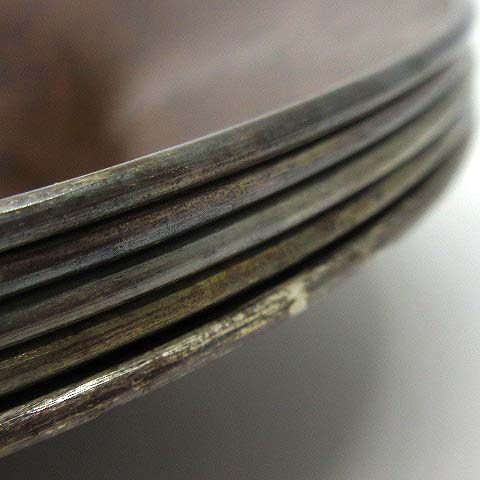 静和堂 金谷五良三郎 金谷五郎三郎 茶托 5客揃 黄銅 鎚目 銀覆 直径