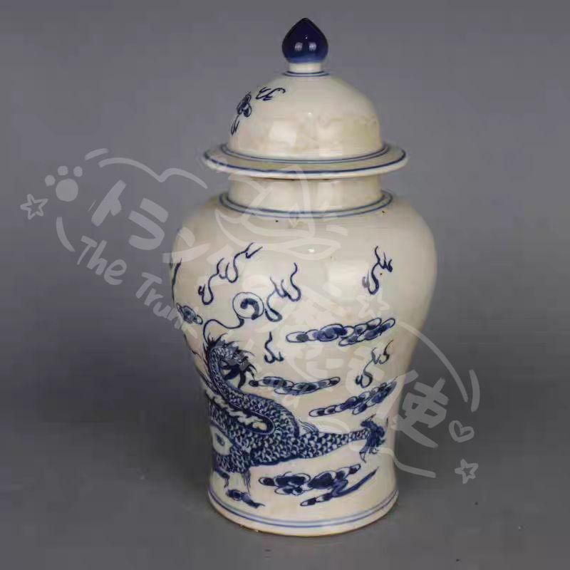 新年ギフト清乾隆青花竜紋将軍缶 購入 賞物観賞瓶 景徳鎮 陶磁器 装飾