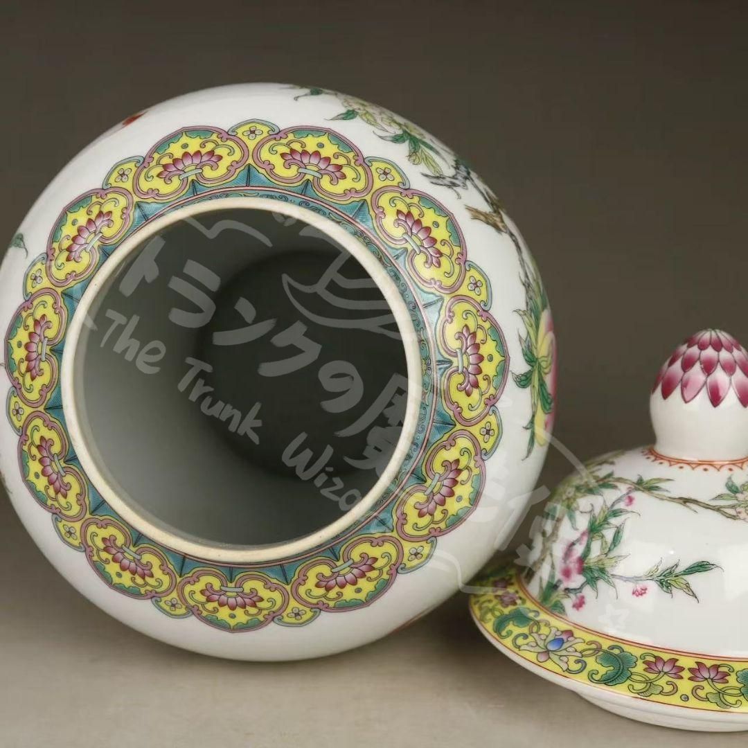 パステル九桃将軍缶 貯蔵物缶 景徳鎮 陶磁器装飾品 現代工芸品 美術品