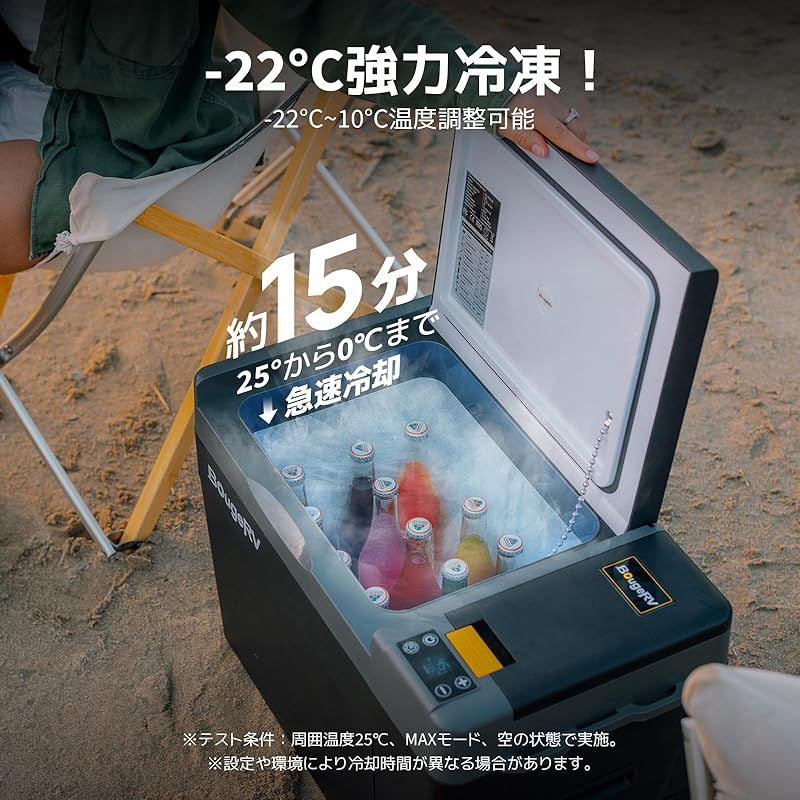 BougeRV ポータブル冷蔵庫 車載れいぞうこ 20L -22℃～10℃ 急速冷凍