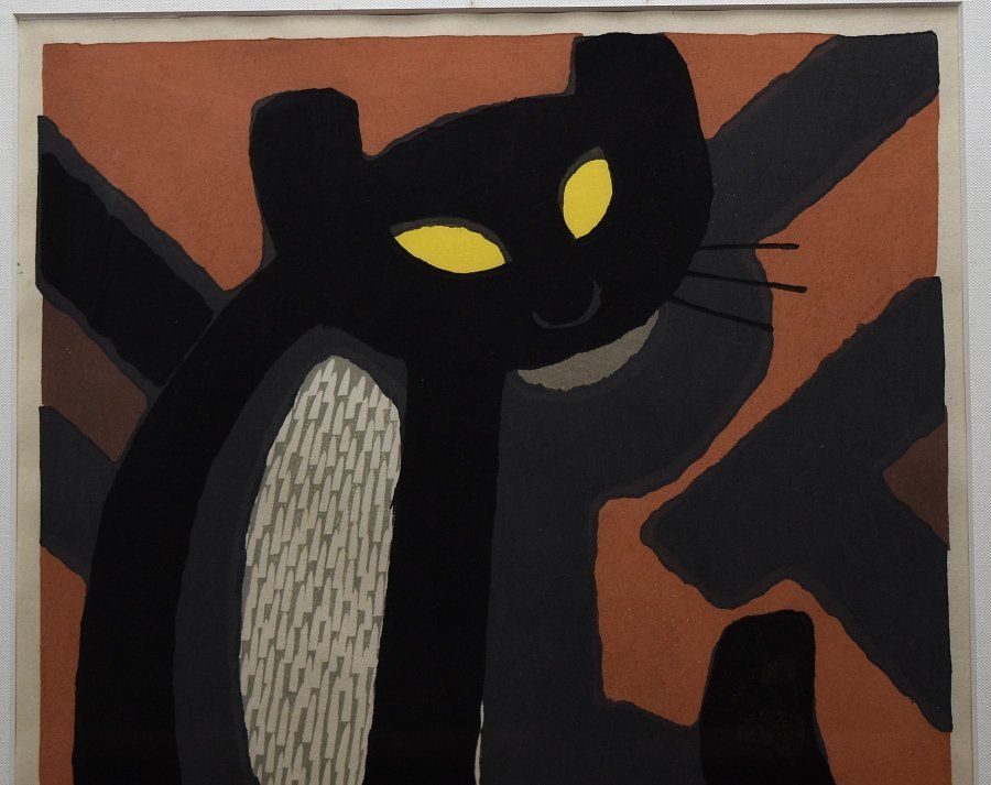 稲垣知雄 木版画 ペンダントの猫 稲垣知雄 木版画 ペンダントの猫 稲垣