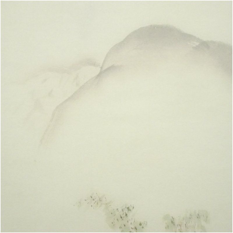 川合玉堂 早春（二月）山水 印刷紙本掛軸（共箱） 掛け軸 床の間 書