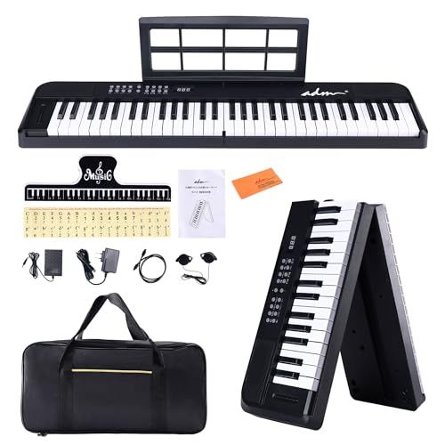 新品】電子ピアノ 61鍵 折りたたみ式 ダブルフォールド 電子キーボード
