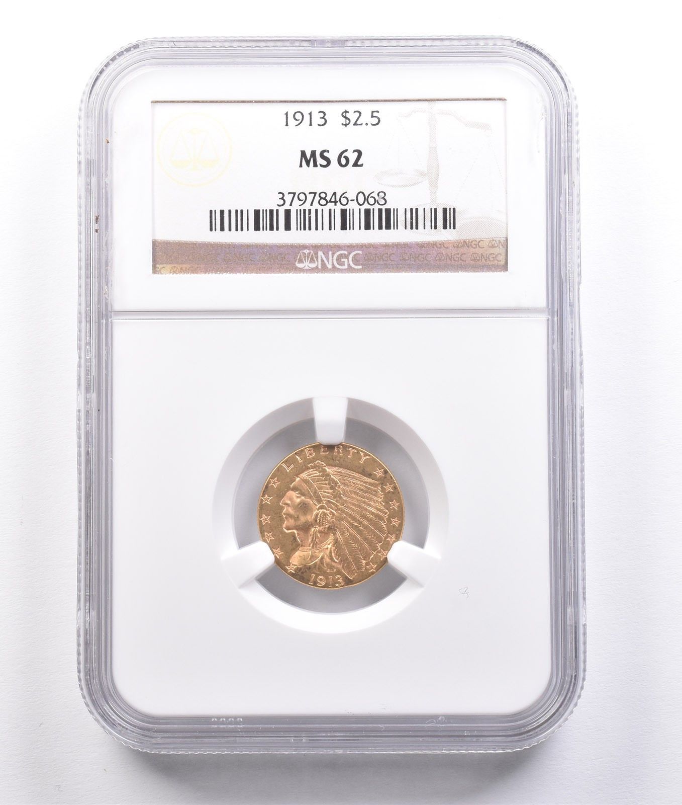 1929年 米国 インディアンヘッド ＄2.5クオーター金貨 NGC MS61 1929年