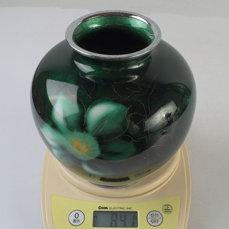 七宝焼 花文 花瓶 V 9050 七宝焼 花文 花瓶 V 9050 美術品