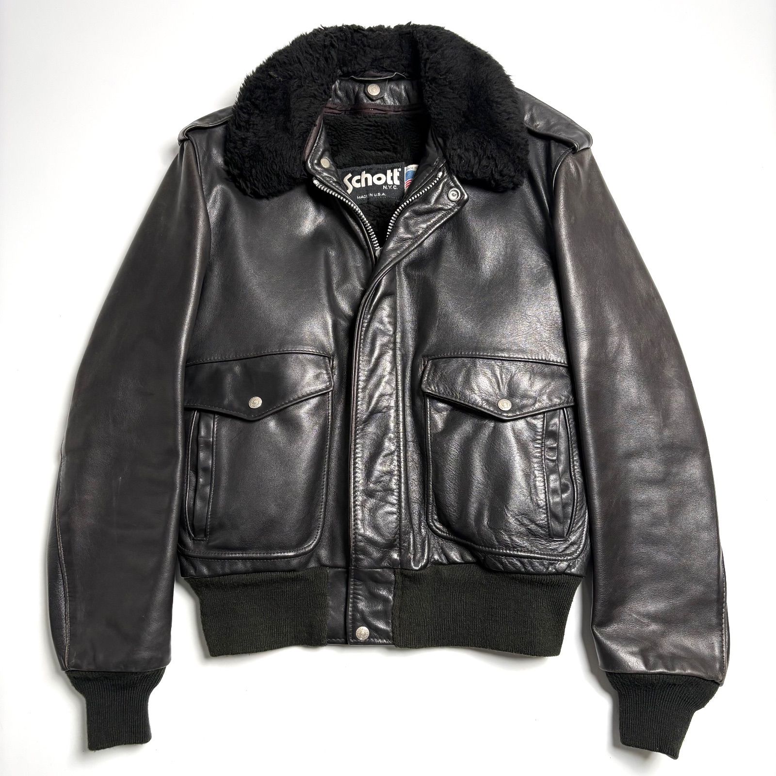 米国製】SCHOTT レザージャケット 黒 40 フライトジャケット 184SM 本