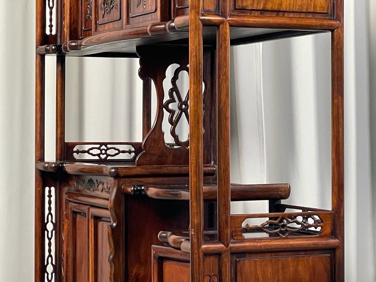 GT06 唐木家具 花梨材 総無垢 飾り棚 違い棚 / 飾棚 違棚 中国 茶棚