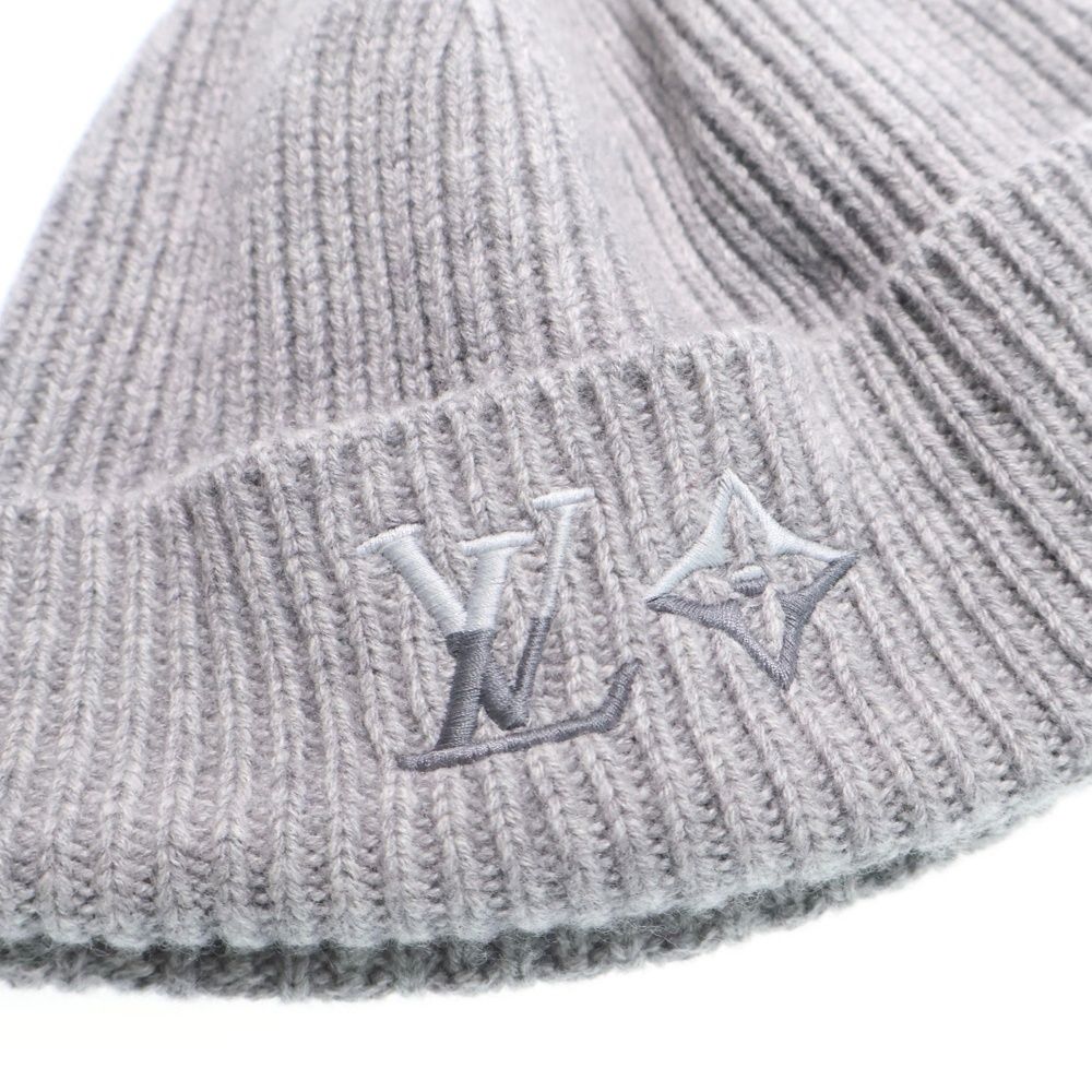 Louis Vuitton リブ編みニット帽ライトグレー Louis Vuitton リブ編み