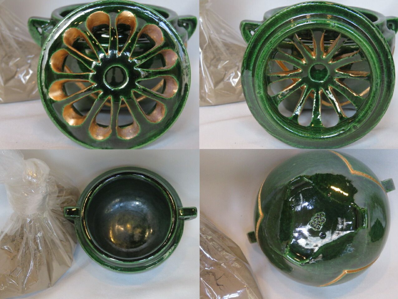 新春）七世 川崎和楽作 三具足 供茶茶碗 盛物台セット 青楽 赤楽 利休