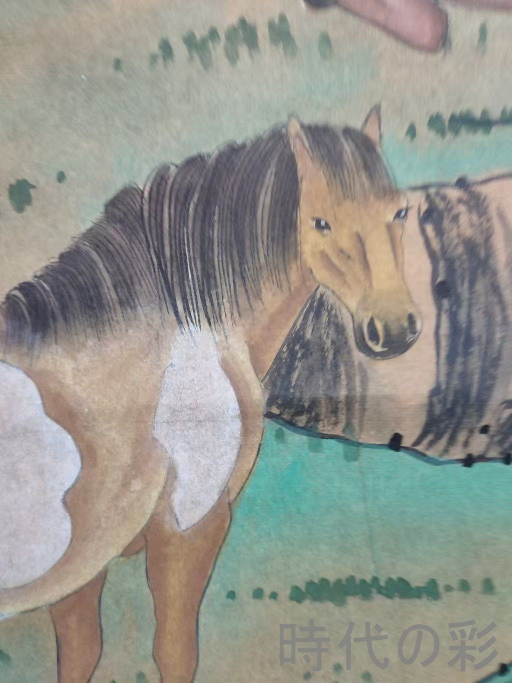 中堂画】郎世寧 駿馬図 掛軸 宣紙／鑑賞用複製作品 証書付き 中堂画