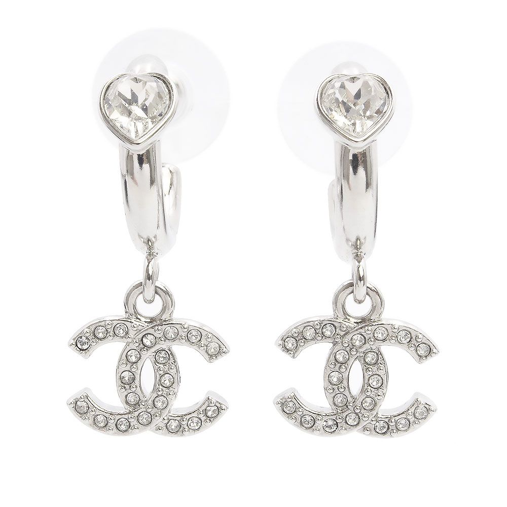 シャネル ABF778 ラインストーン ハート ココマーク フープ スイング