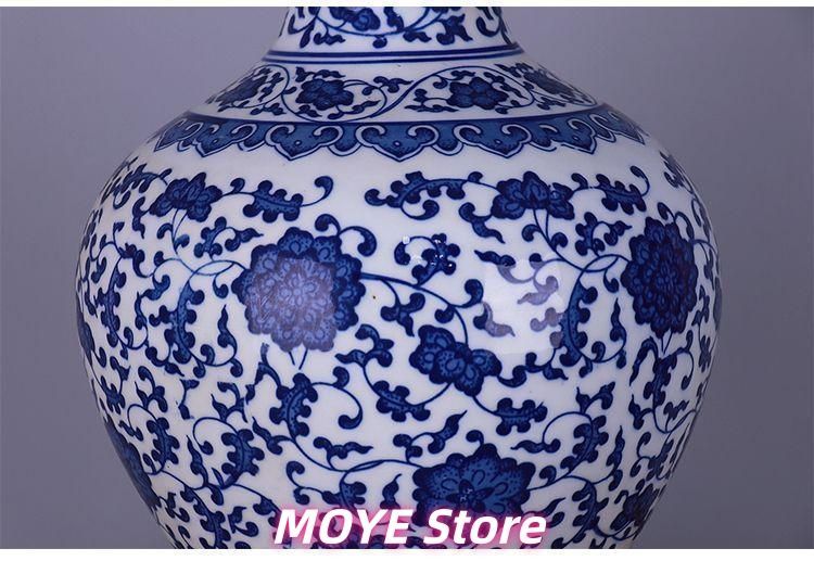 清乾隆青花纏枝蓮賞瓶 景徳鎮 陶磁器 装飾品 工芸品 美術品 zw0128