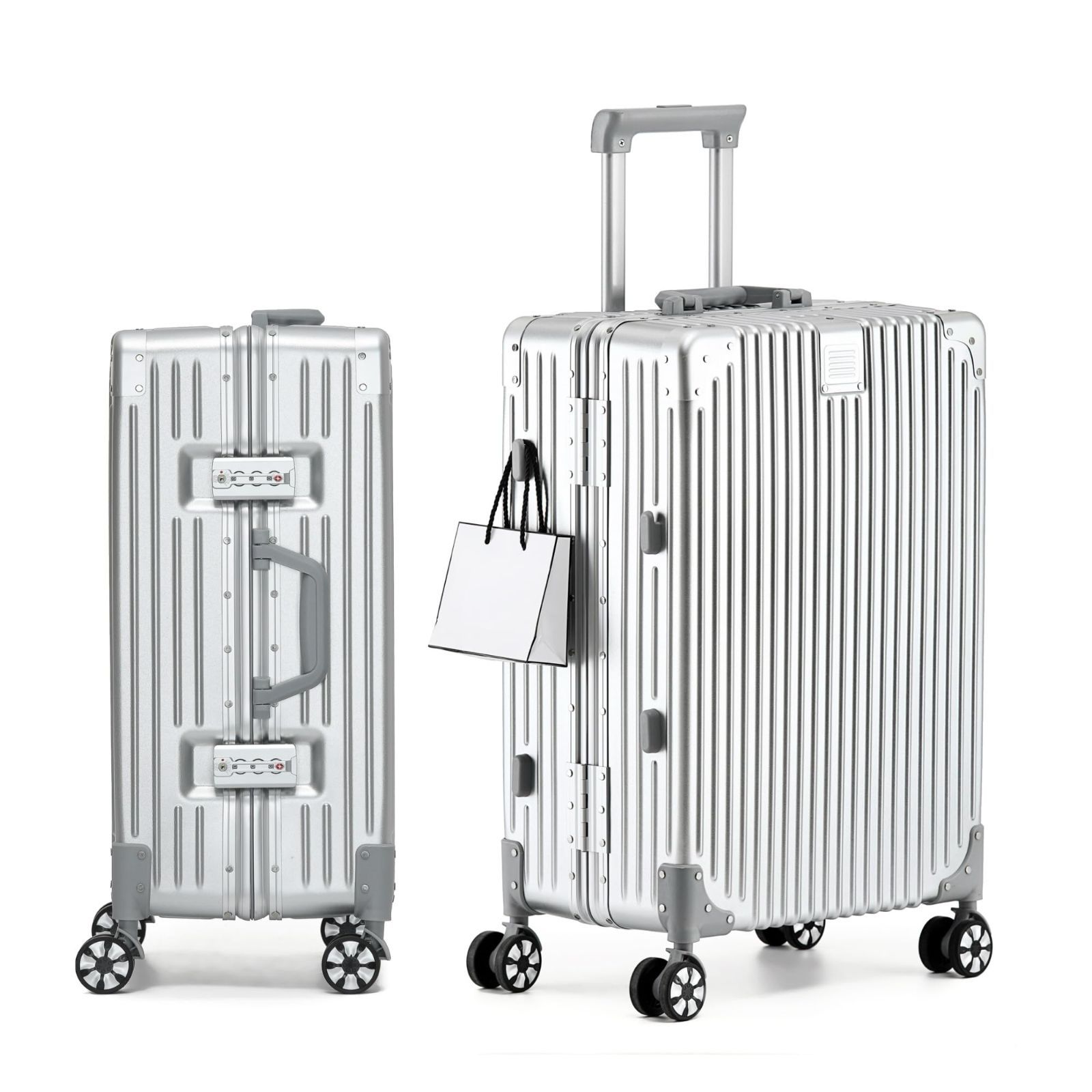 M スーツケース キャリーケース シルバー 60L 24インチ 保護カバー付