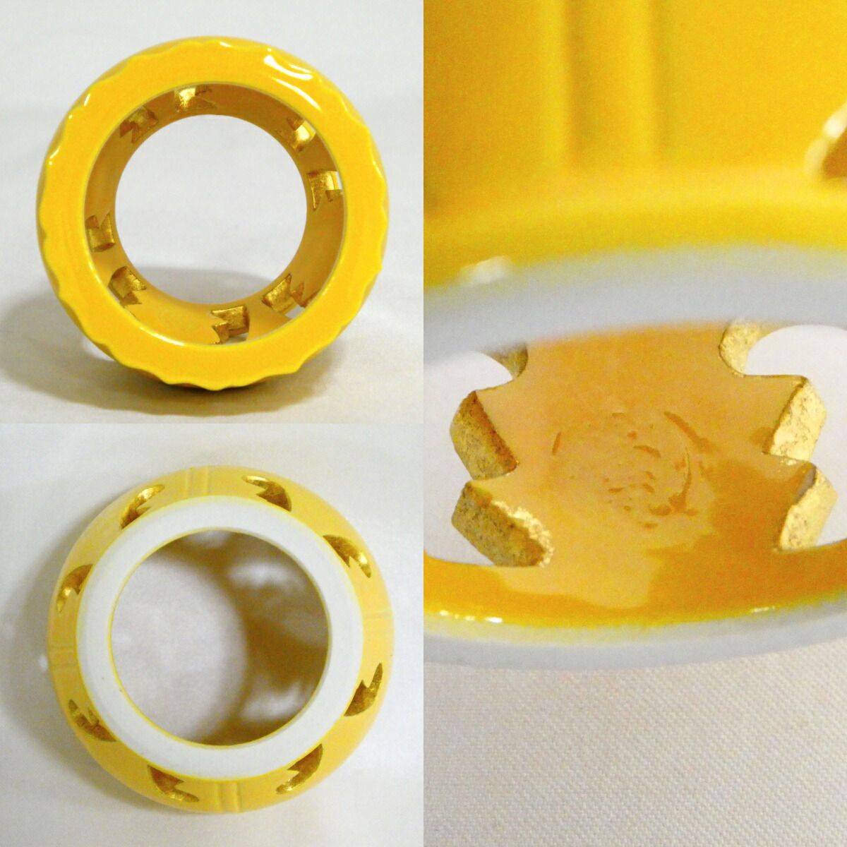 一月の特売品】平安 中村翠嵐作 黄交趾 夜学蓋置 茶道具【中古 美品