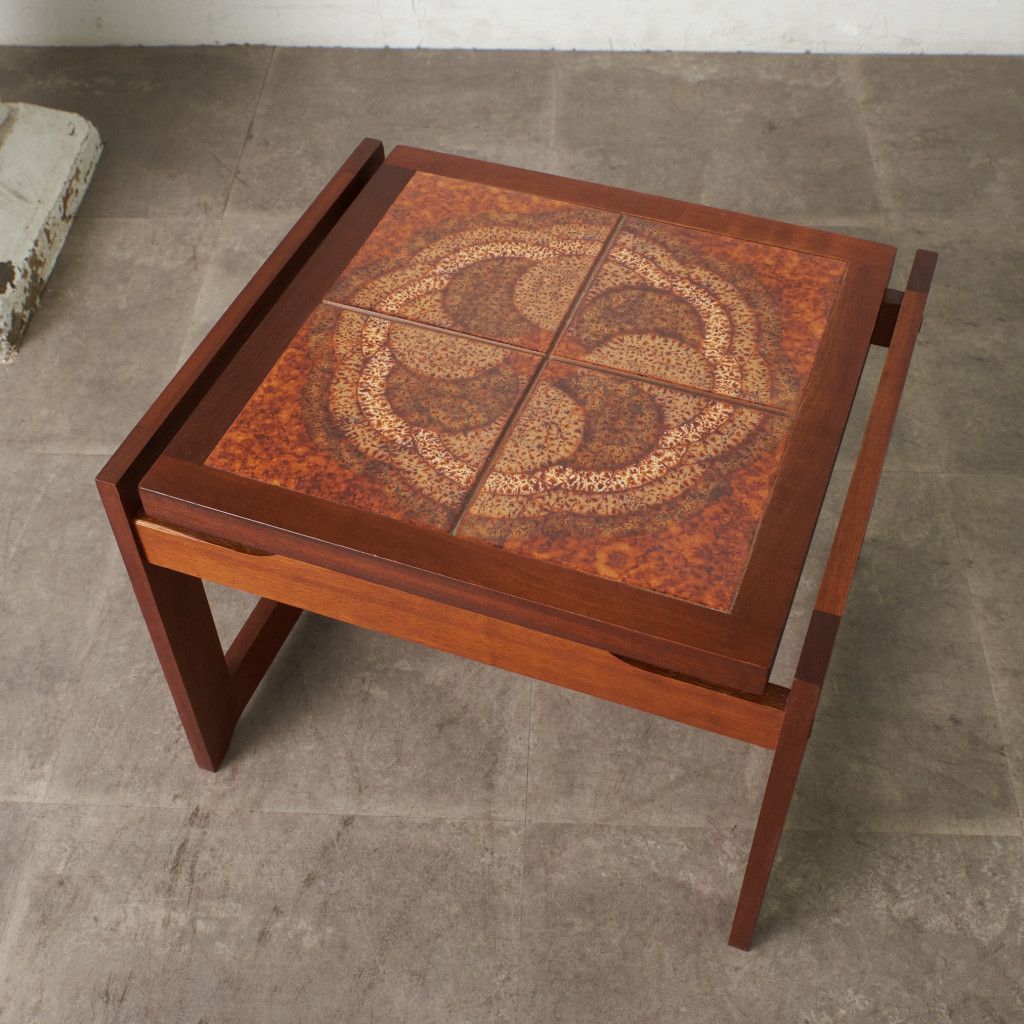 英国 ヴィンテージ タイルトップ コーヒーテーブル 木製 ミッド
