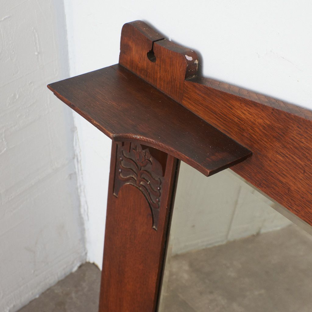 英国 アンティーク オーバーマントル ミラー 木彫刻 アーツ アンド