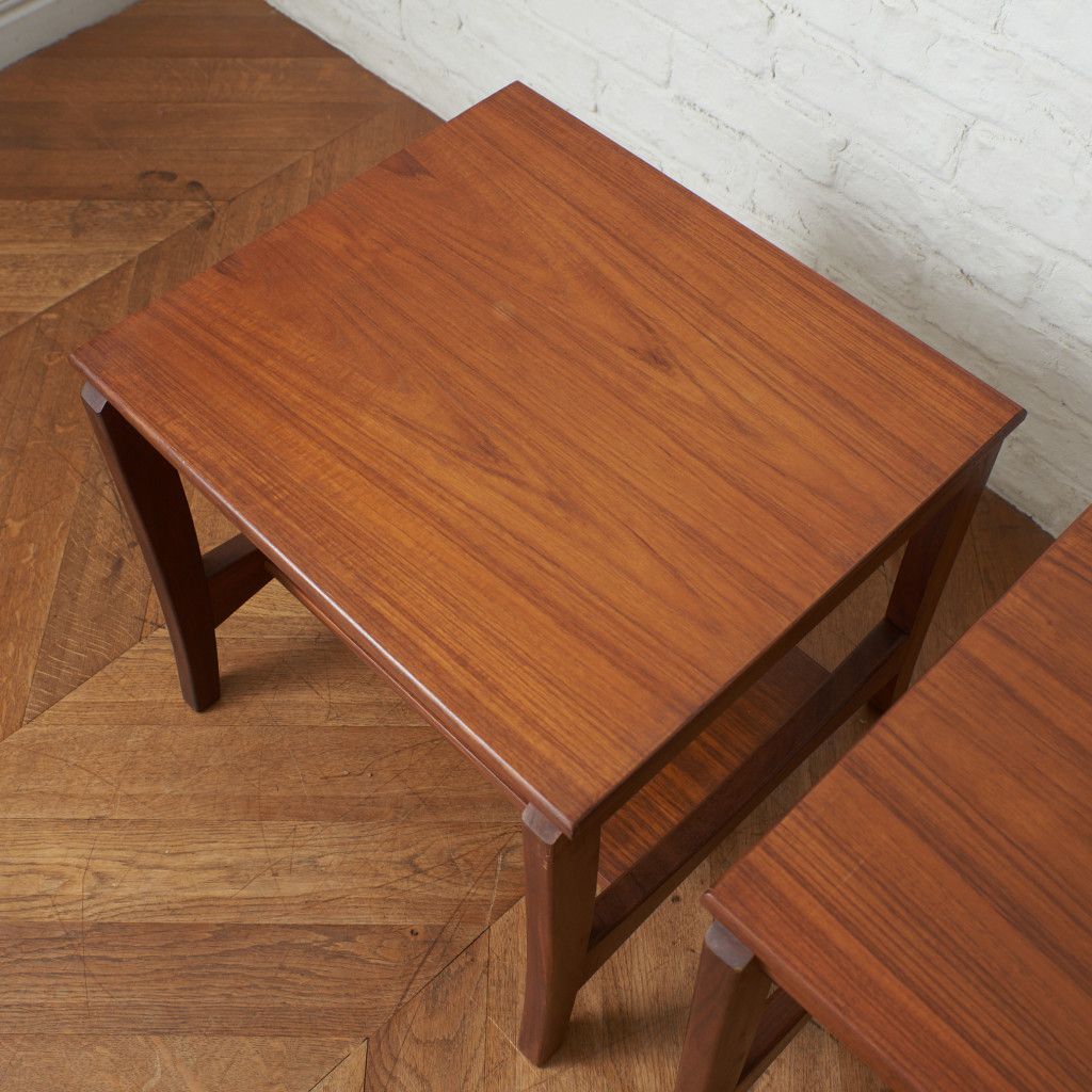 イギリス ヴィンテージ ネストテーブル チーク 北欧 スタイル サイド