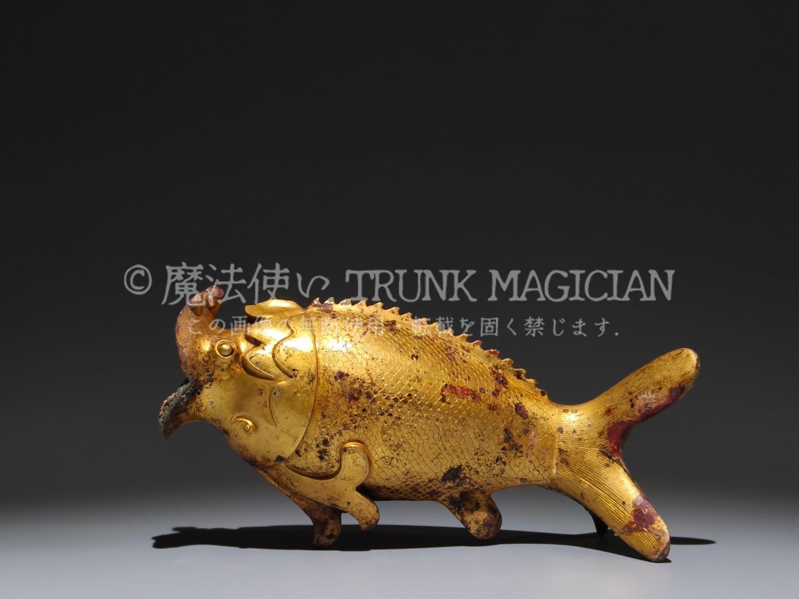 旧家蔵出し 清 青銅器彫 青銅 塗金 年年有餘 食器 祭祀品 副葬品 供養