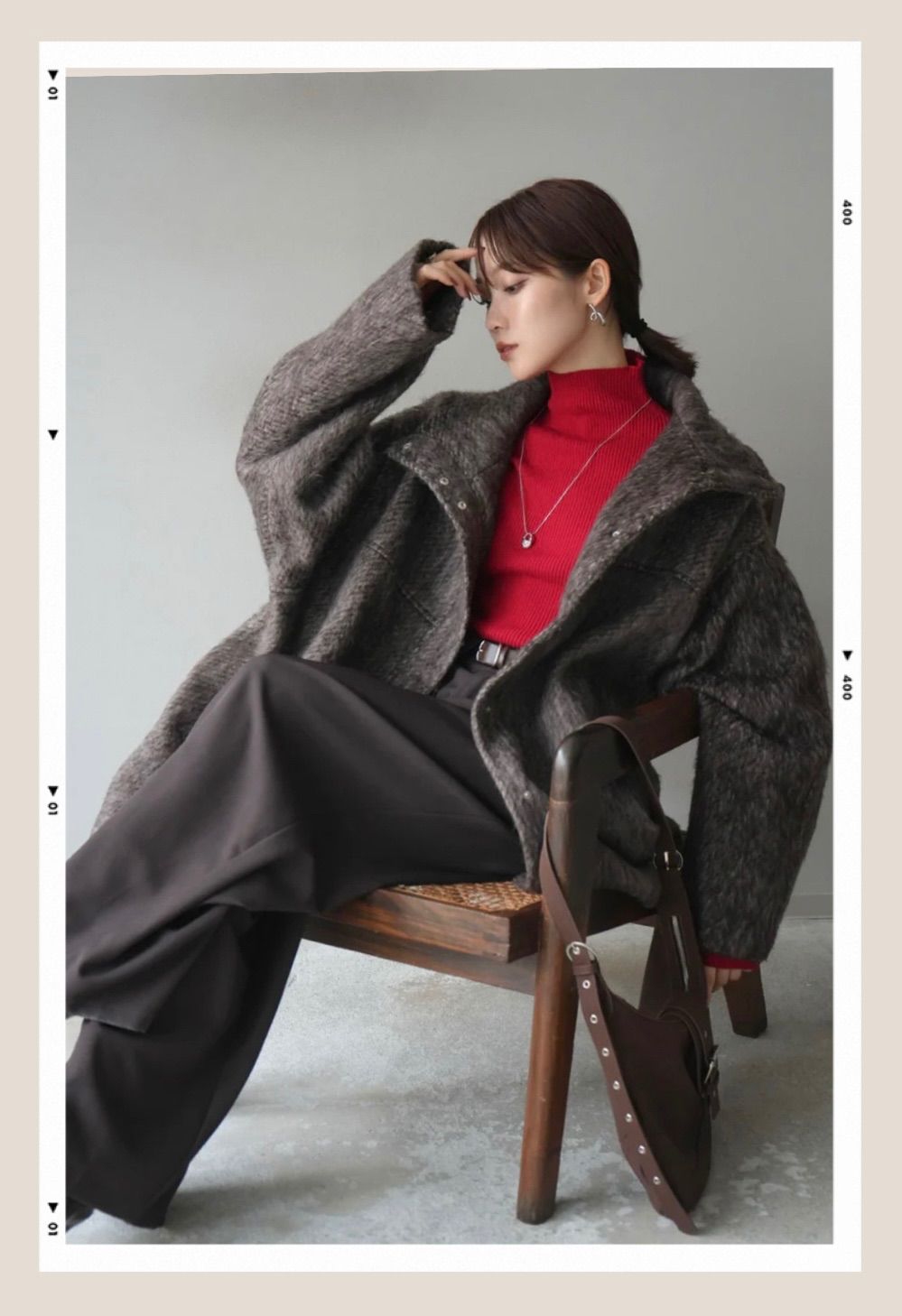 lumier シャギースタンドカラーコート ブラウン LIAN リュミエ - メルカリ