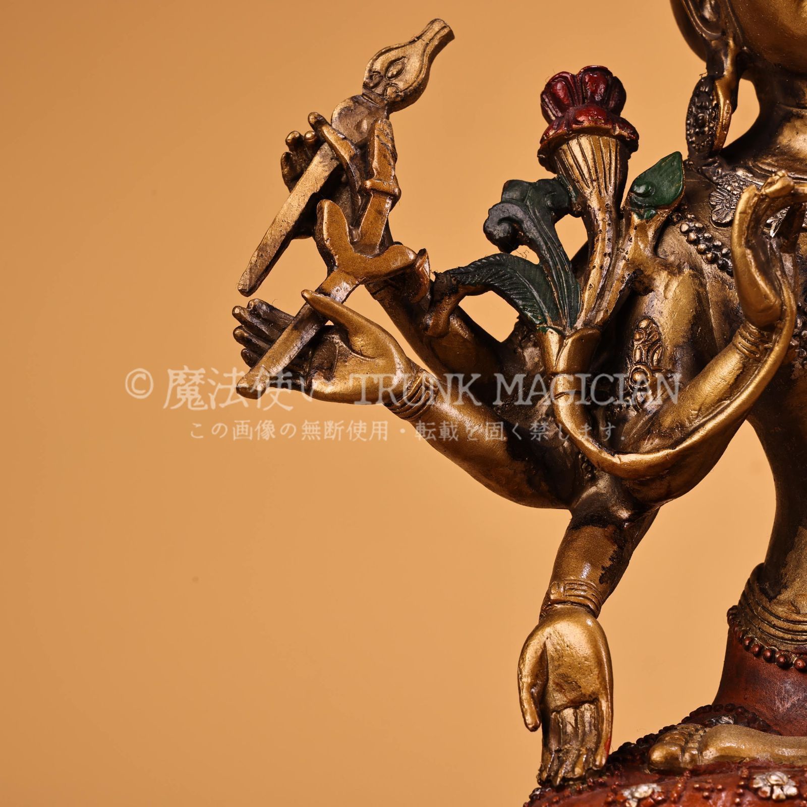 旧家蔵出し 銅製 描金 浮彫 鏨刻 彩繪 尊勝仏母像 仏像 密宗密教 供養