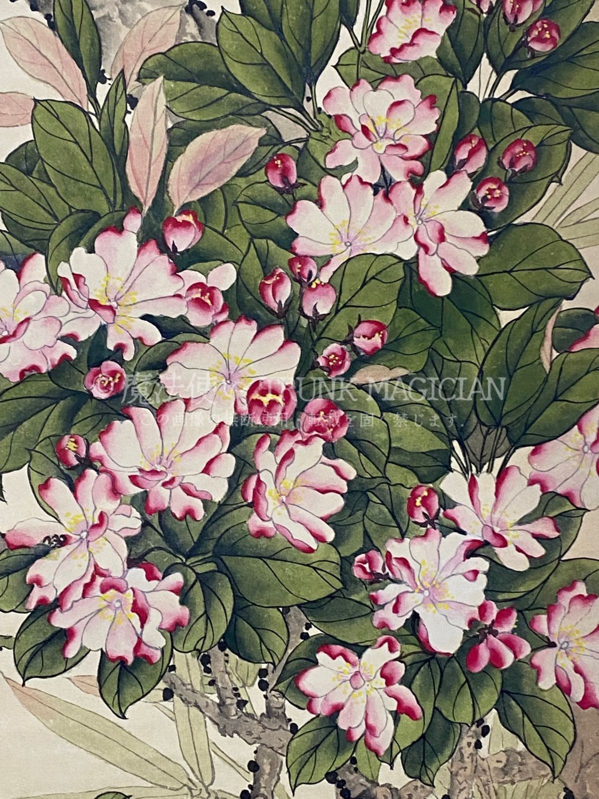 旧家蔵出し 四尺中堂画 陳之仏 花鳥画 宣紙 肉筆紙本 掛軸 中国画 中国