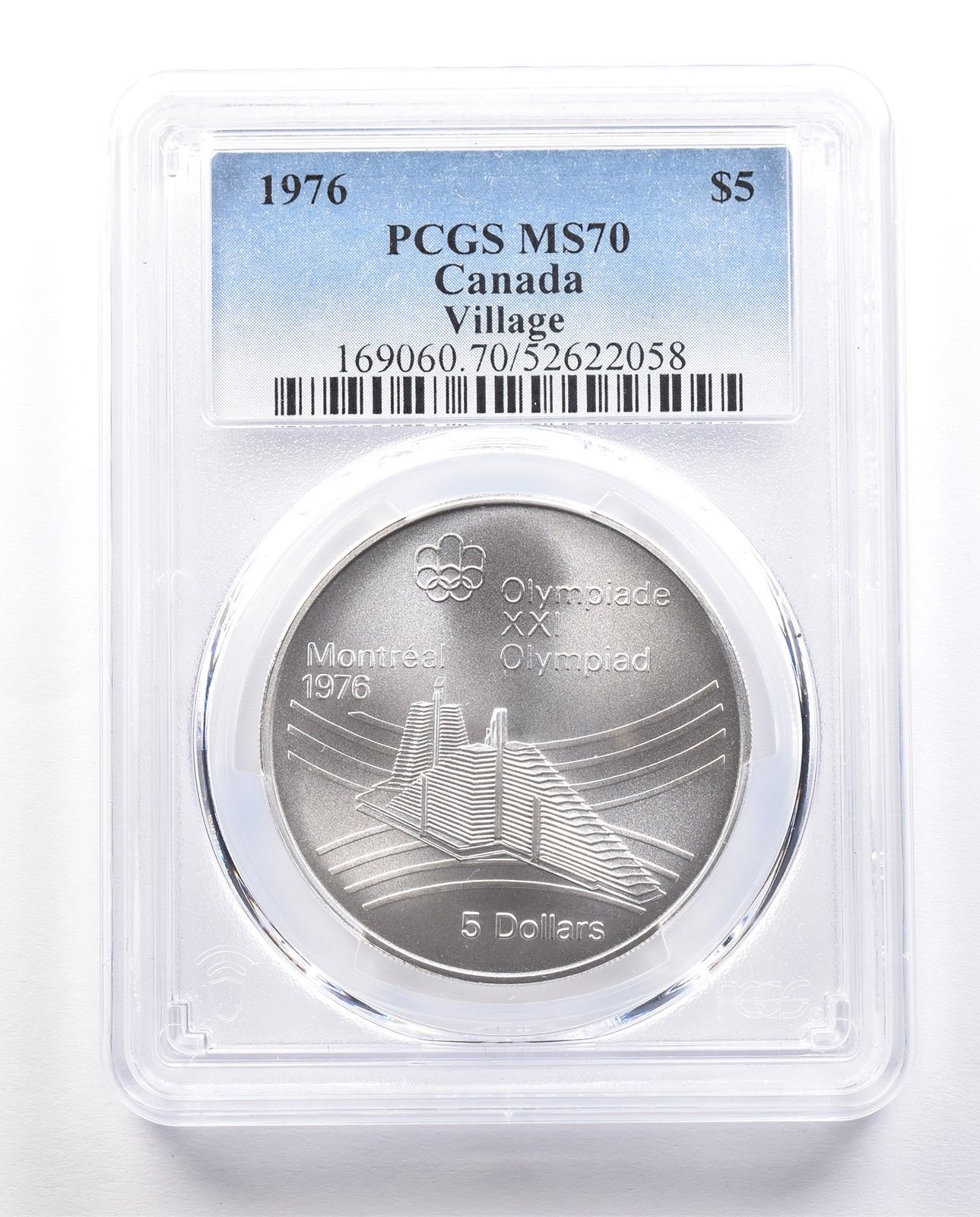 1976年カナダ 5ドル銀貨 モントリオールオリンピック村 MS70 PCGS