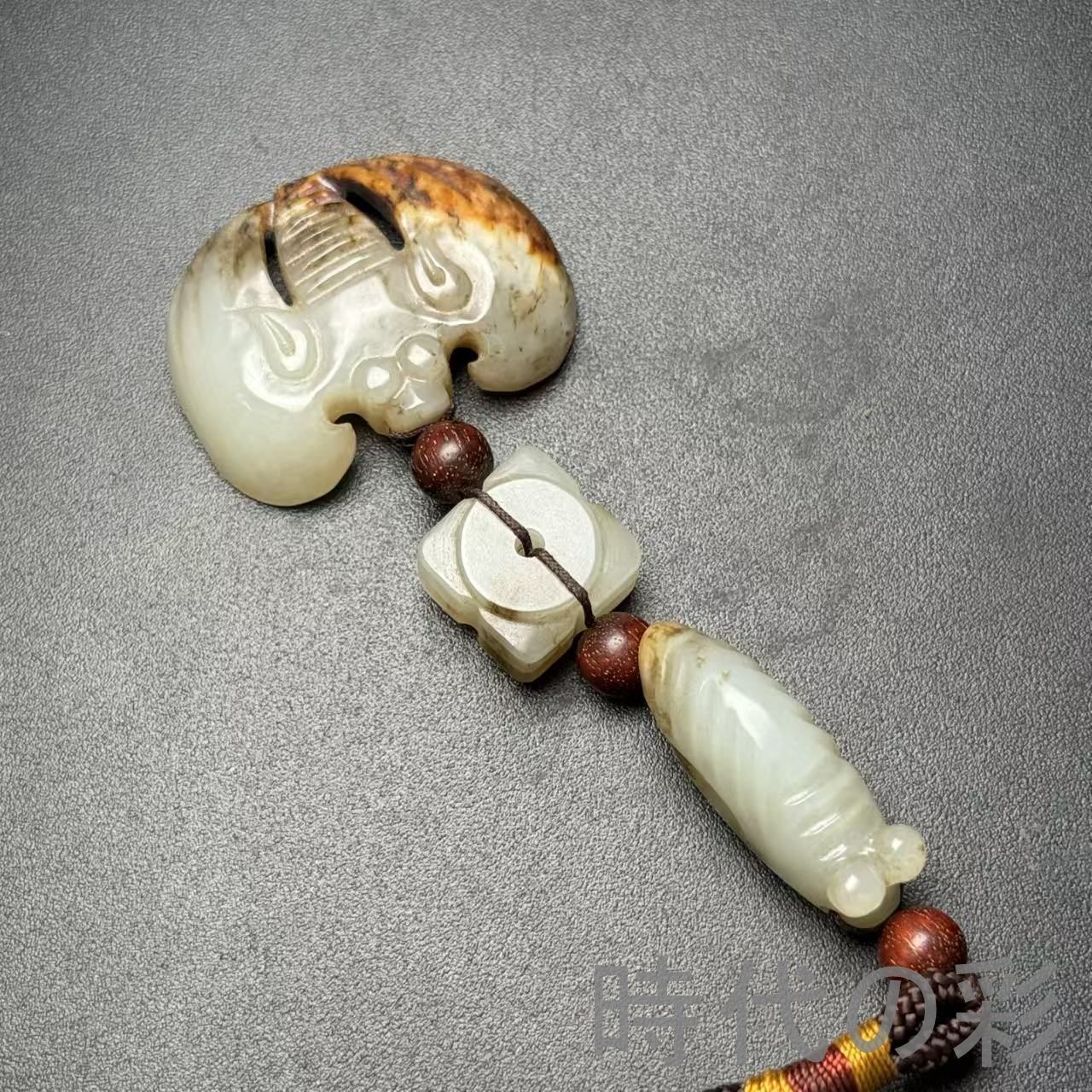 和田古玉 組玉佩 玉蝉 玉琮 蝙蝠 彫刻』中国古美術 唐物 天然石 裝身具