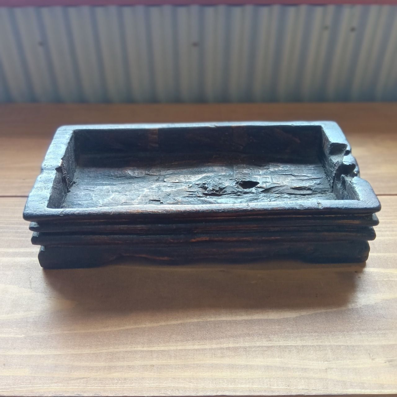 一点物 古材の木製トレイ 卓上ペンケース 鍵置き アクセサリー置き