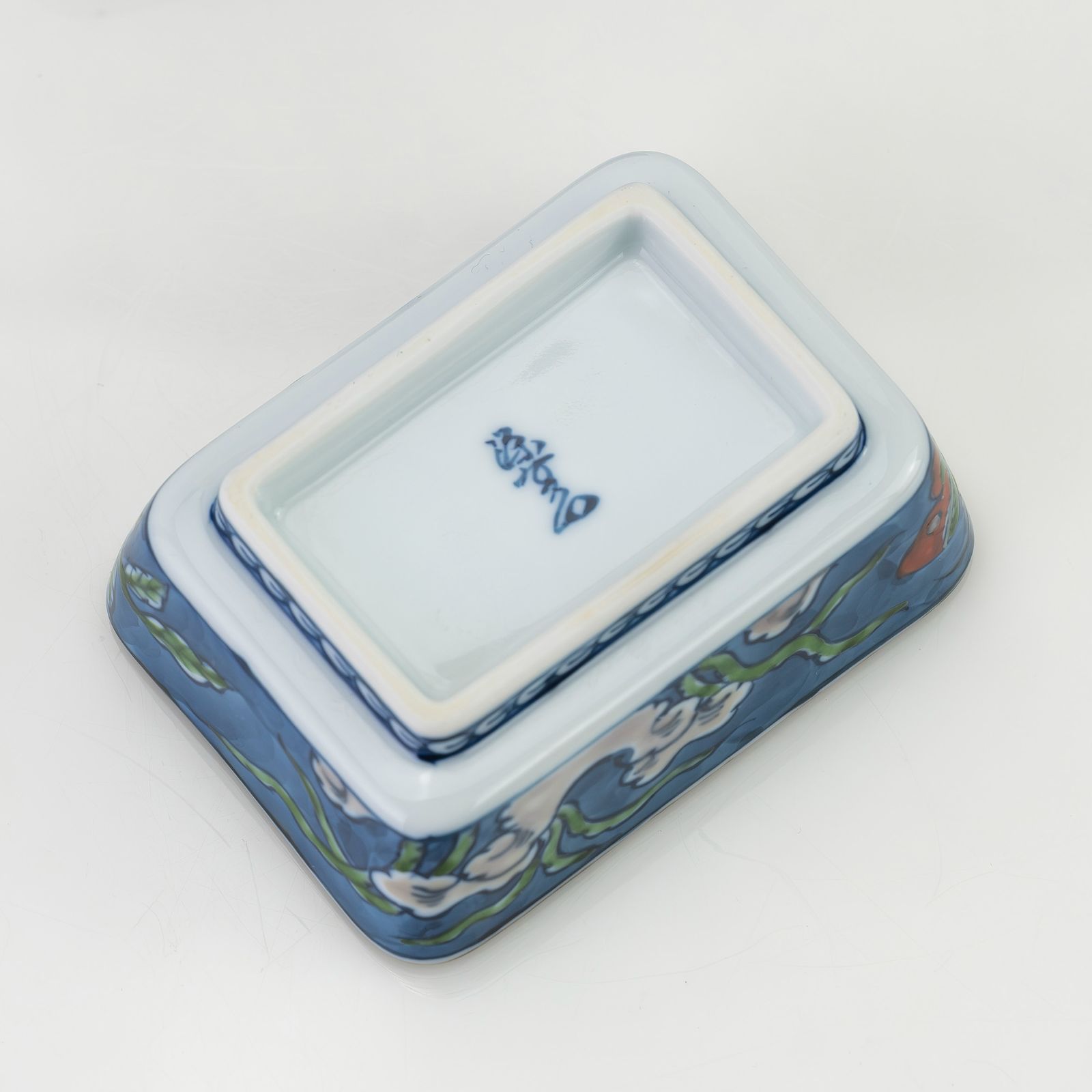 舘林源右衛門 作 染錦古代花鳥図 角鉢2 醤油皿2 二組セット 有田焼