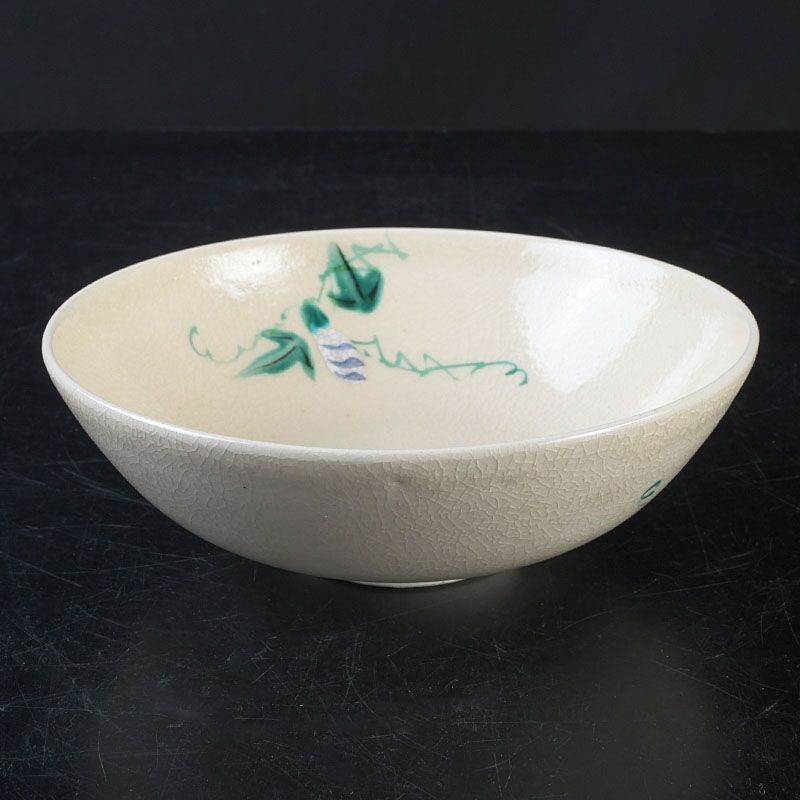 茶道具 京焼 平安 橋本城岳造 仁清写色絵 八月朝顔 夏茶碗 共箱 N S659