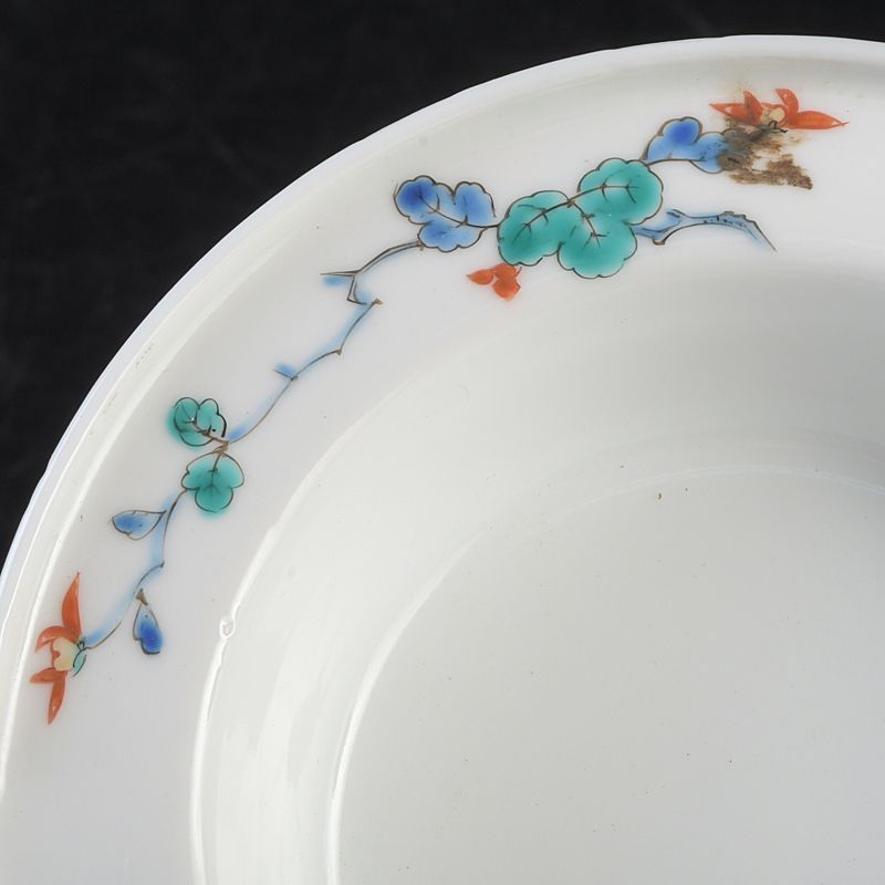 有田焼 人間国宝 十三代酒井田柿右衛門作 染錦 柘榴梅文 灰皿 共箱 C