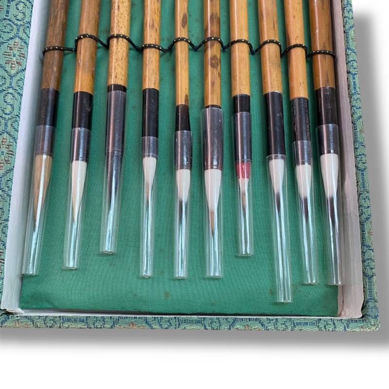 60]251216-8254-1853 IR1200 中国 書道筆 毛筆 古筆 唐筆 計10本 上海