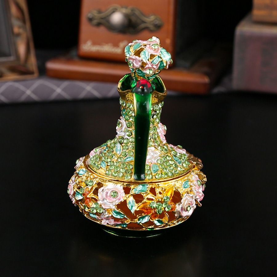 新品未使用 金属工芸品七宝焼インテリア 高さ付き茶器付きジュエリー