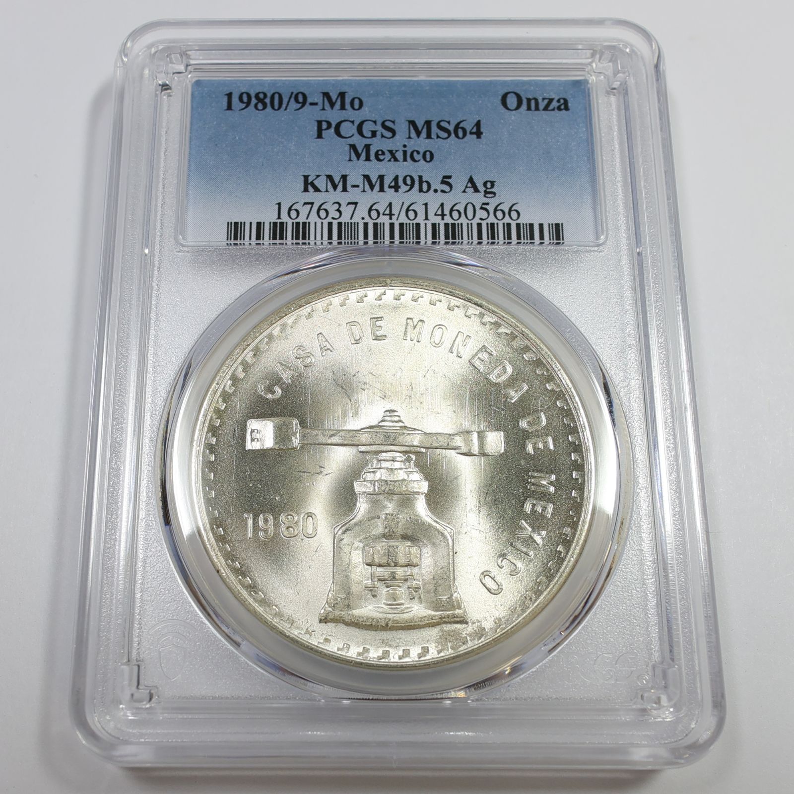1980/9月 PCGS MS64 - メキシコ シルバー カサ・デ・ムダ・オンザ KM