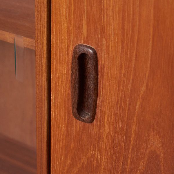 英国 ヴィンテージ チーク ナロー ブックケース キャビネット サイド