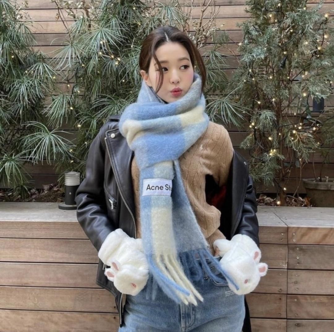 Acne Studios グレー ウールマフラー 200x45cm Acne Studios マフラー